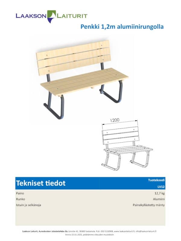 Laituripenkki alumiinirungolla - Image 2