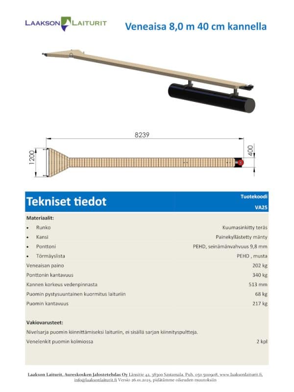 Veneaisa 8,0 m 40 cm kannella - Image 2